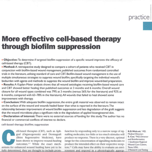More Effective Cell-Based Therapy Through Biofilm Suppression